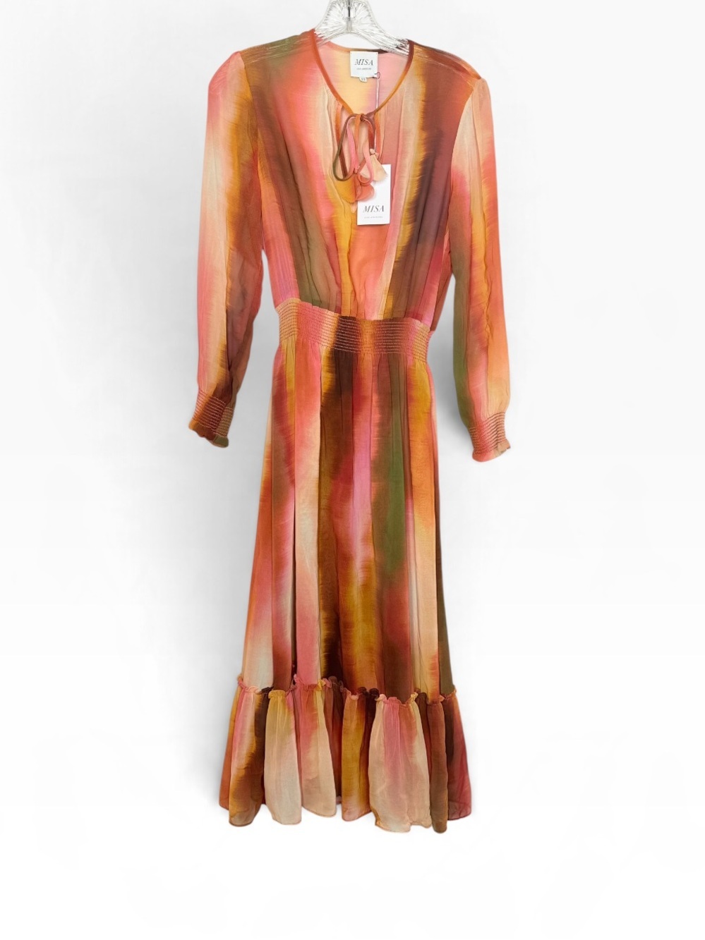 MISA Los Angeles Poppy Jaipur Ombre Ruffle Boho Midi Dress XS NWT - Picture 2 of 6